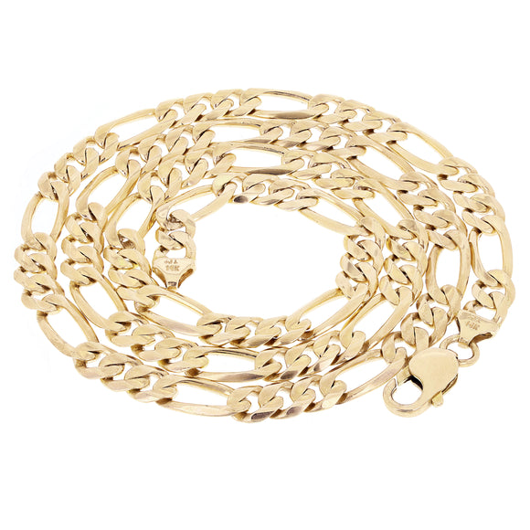 Men's 14k Yellow Gold Solid Figaro Chain Necklace Link 20