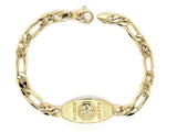 14k Yellow Gold Medical Alert Figaro Chain ID Bracelet 7.5" 13.5mm 14.5 grams