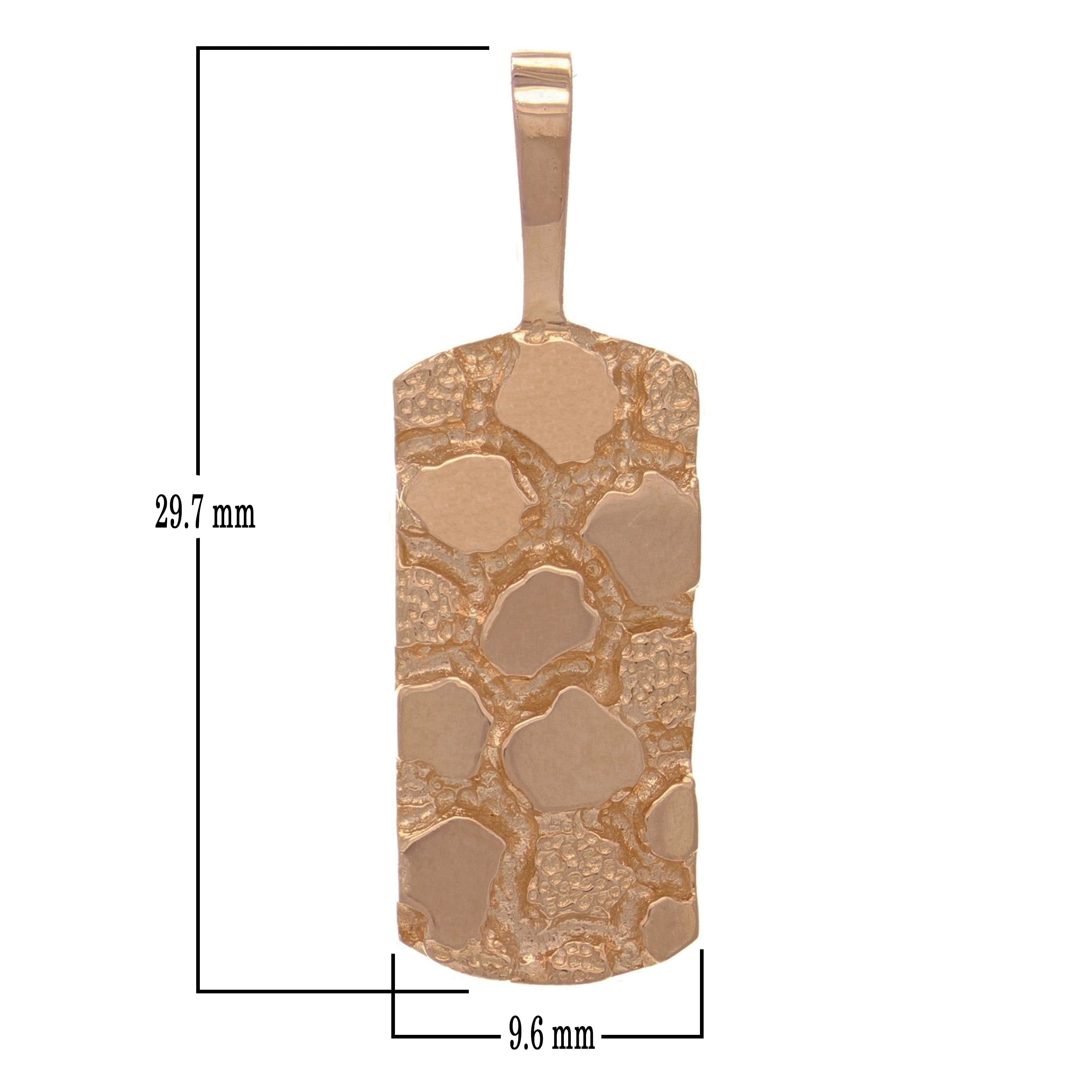 14k Rose Gold Rectangle Dog Tag Nugget Charm Pendant 3.2 grams - Rose