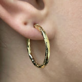 Italian 14k Yellow Gold Faceted 2.5mm 1" Diameter Round Hoop Earrings 1.7 grams