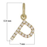 14k Yellow Gold Diamond Initial Letter P Charm Pendant - Letter P,Yellow