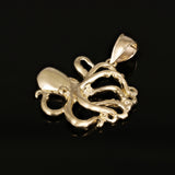 14k Yellow Gold Octopus Charm Pendant 1.15" 4.2g - Yellow