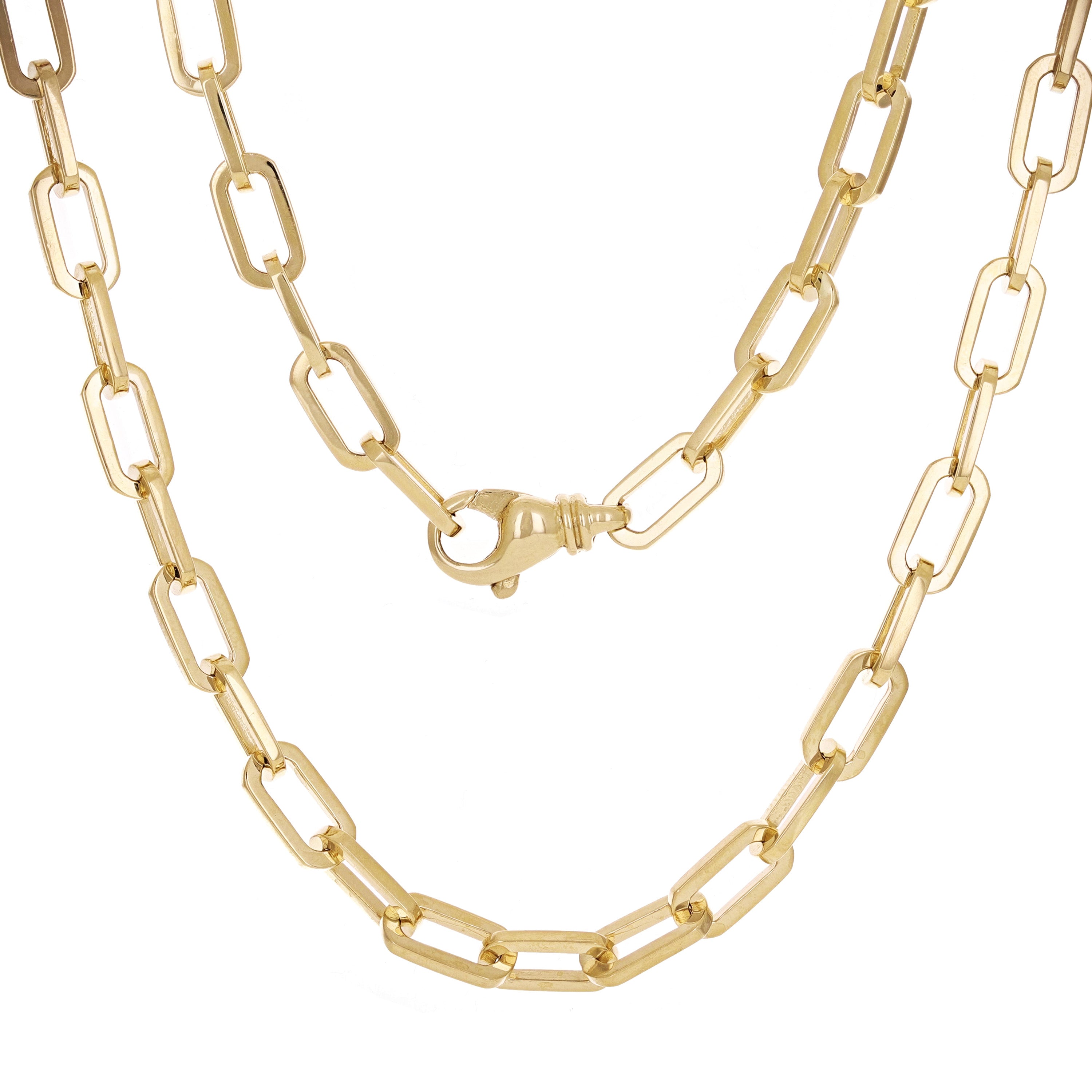 14k Yellow Gold Solid Handmade Paper Clip Chain Necklace 16" 6.7mm 38.6 grams - 16" 38.6 grams