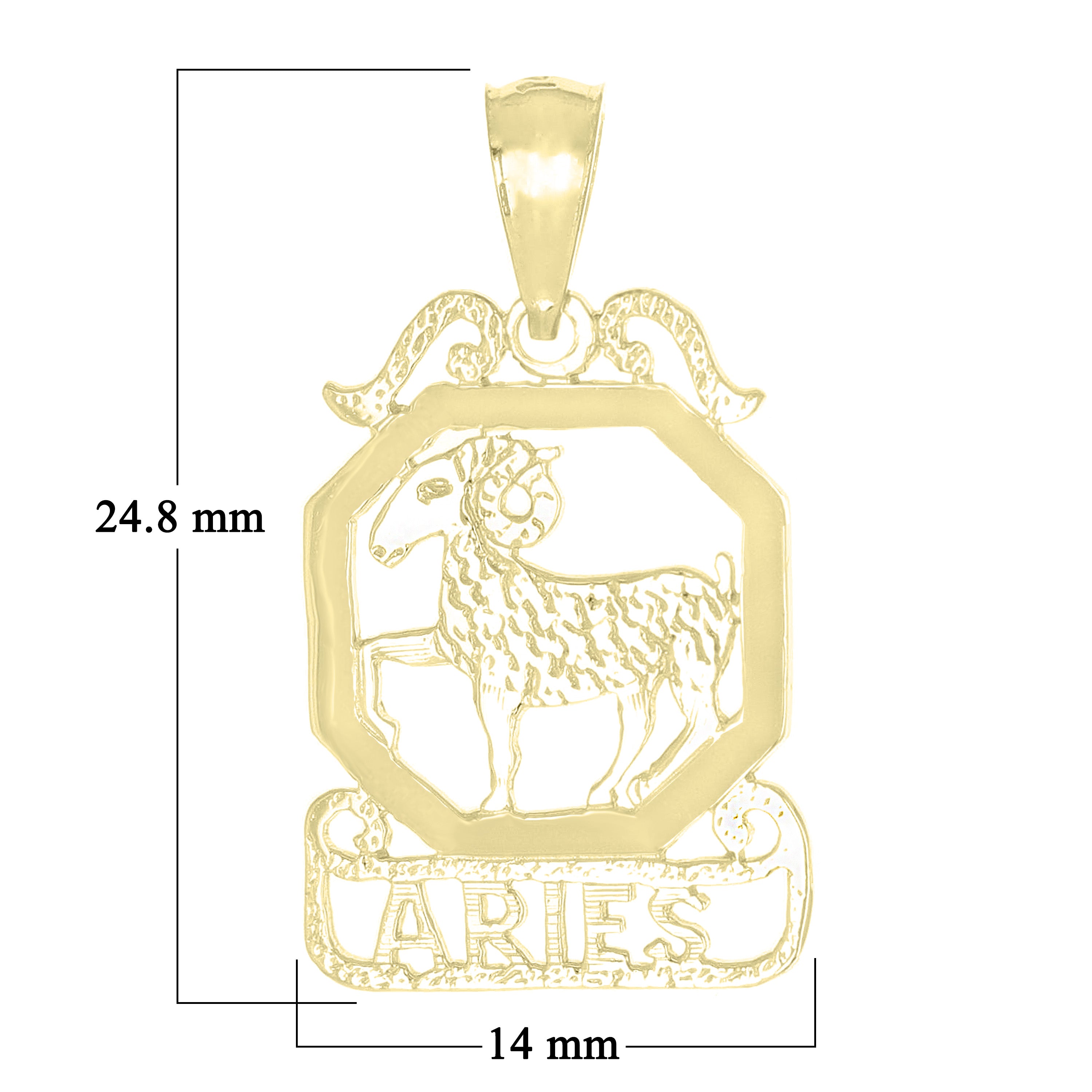 14k Yellow Gold Diamond Zodiac Sign Aries Pendant - Aries,Yellow