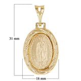 Italian 14k Yellow Gold Our Lady of Guadalupe Medal Charm Pendant 1.2" 2.2 grams