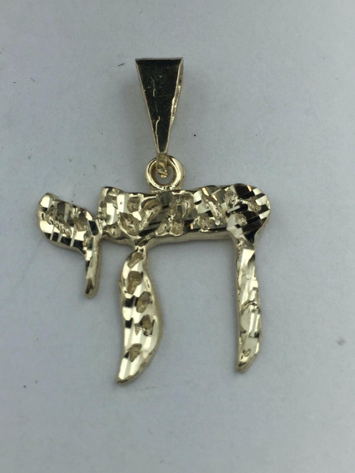 14k Yellow Gold Hebrew Symbol to Life Jewish Chai Charm Pendant 1.25" 3.6 grams - Big