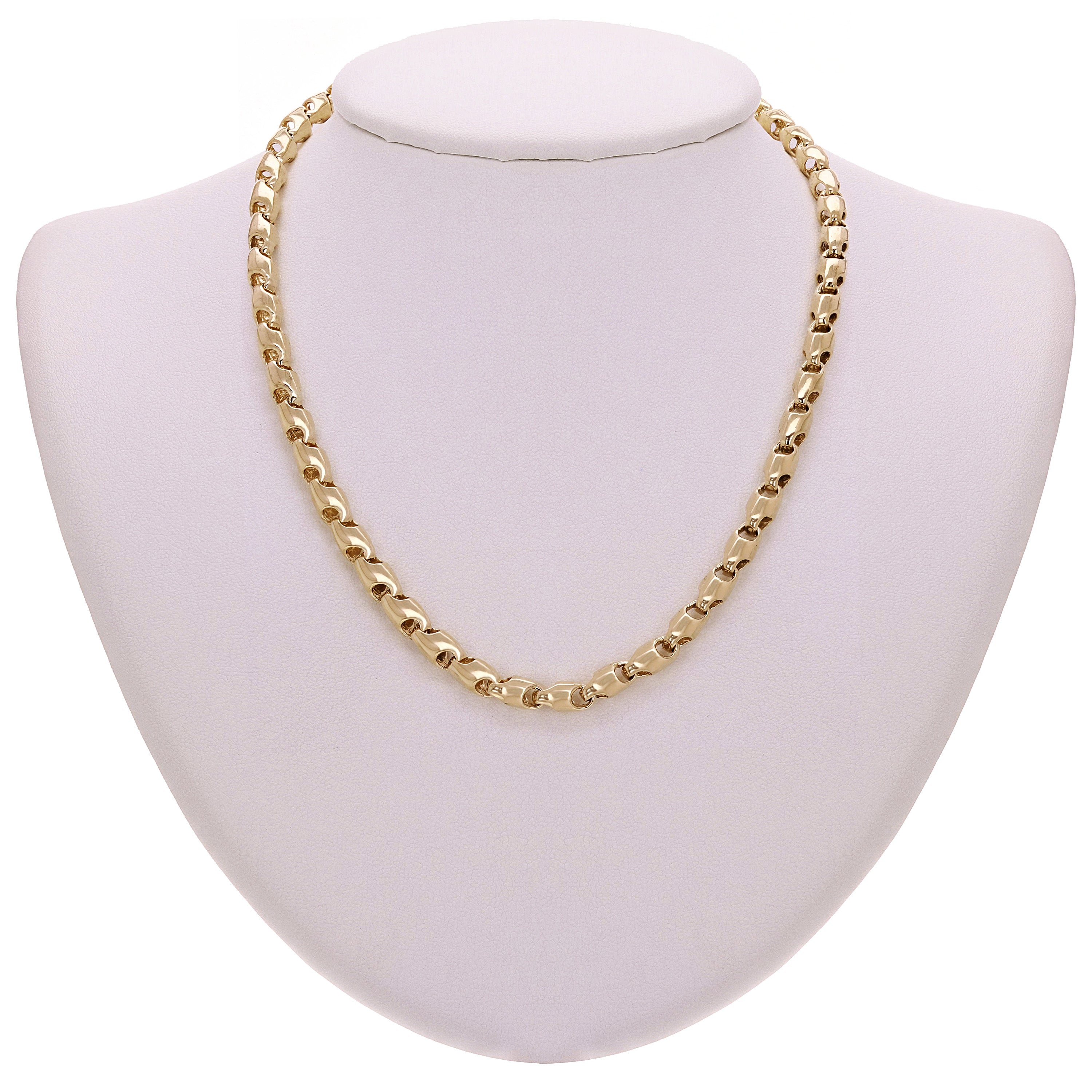 14k Yellow Gold Solid Handmade Bullet Link Necklace 20" 5.5mm 59 grams - 20" 59 grams