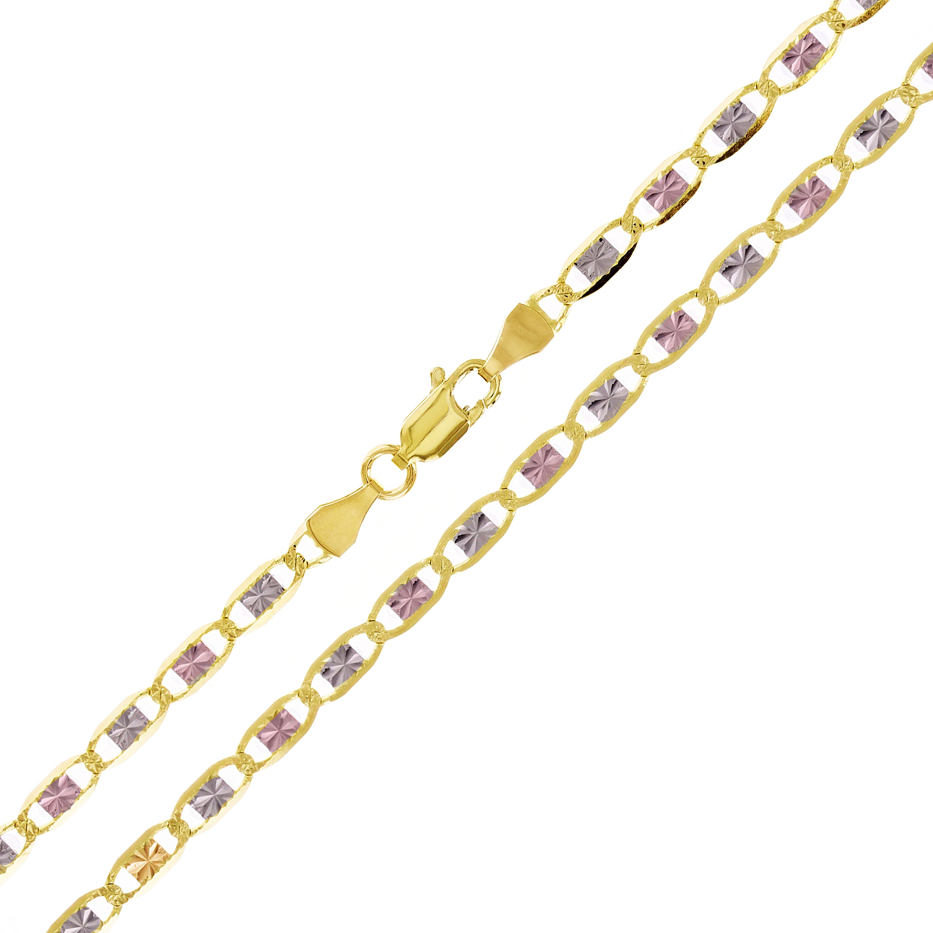 Italian 14k Tri-Color Gold Diamond Cut Valentino Chain Necklace 18" 3.3mm 7 grams - 18" 7 grams
