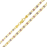 Italian 14k Tri-Color Gold Diamond Cut Valentino Chain Necklace 18" 3.3mm 7 grams - 18" 7 grams