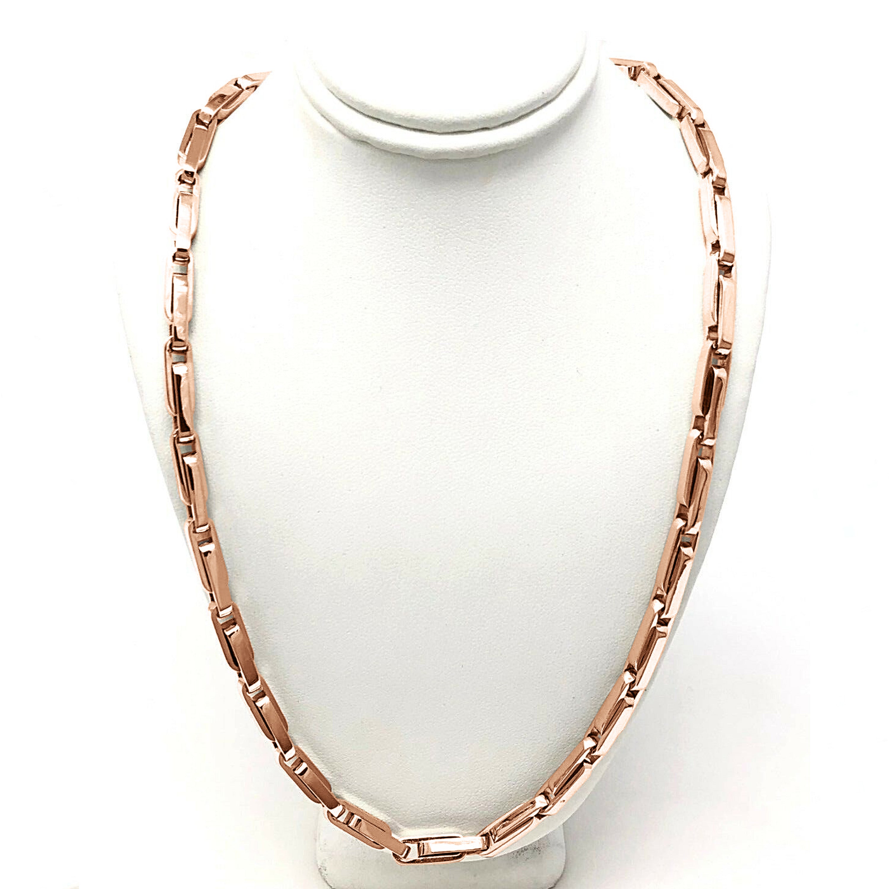 10k Rose Gold Fancy Link Chain Necklace 28" 5mm - Rose,28"
