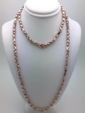 10k Two Tone Gold Handmade Fashion Link Necklace 26" 5mm 50 grams - Rose and White,26"