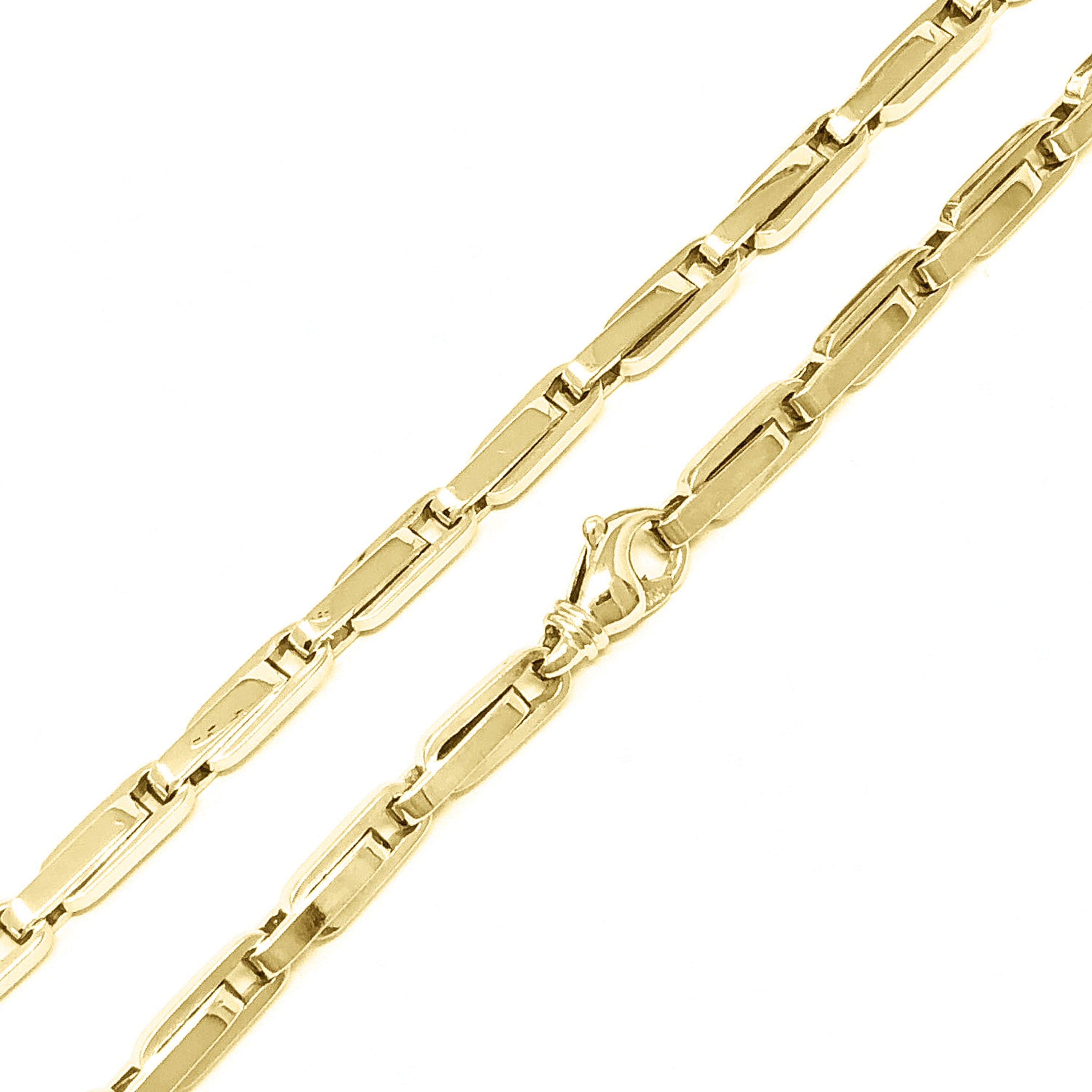 14k Yellow Gold Solid Fancy Chain Link Necklace 16" 5mm - Yellow,16"