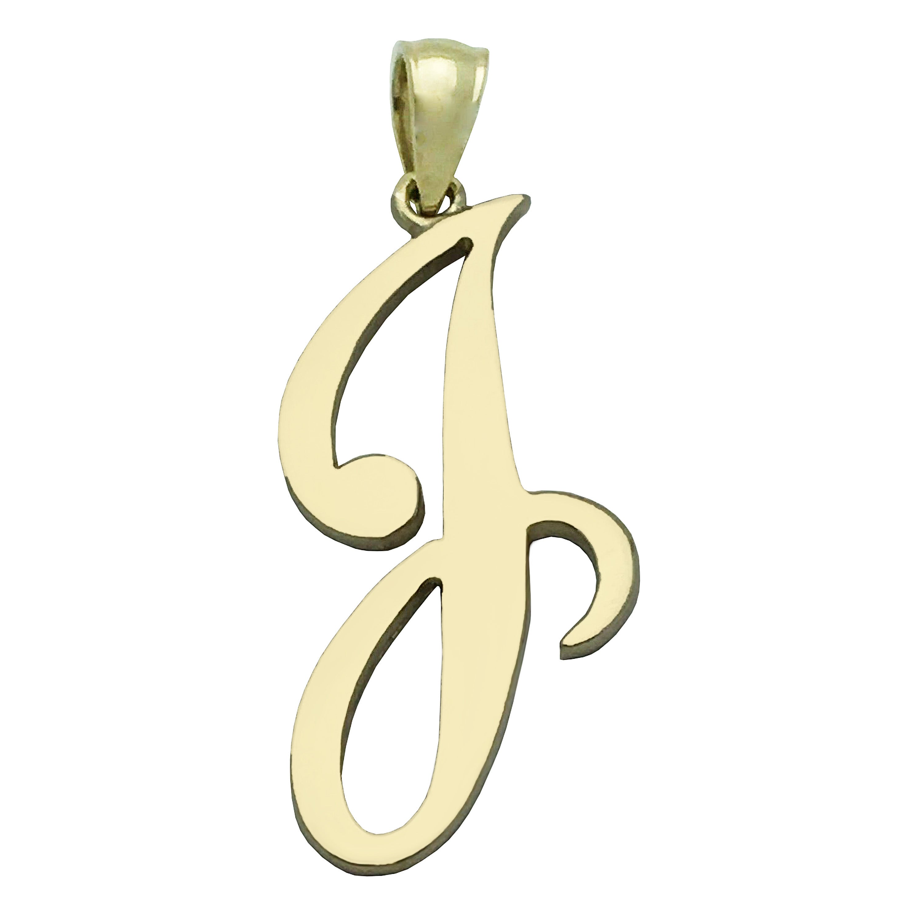 14k Yellow Gold Initial Letter J Alphabet Charm Pendant - Letter J,Yellow