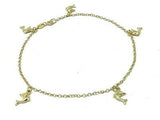 14k Yellow Gold Dolphin Charm Anklet Bracelet 10" 3.7 grams