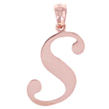 14k Rose Gold Initial Letter S Alphabet Charm Pendant - Letter S,Rose