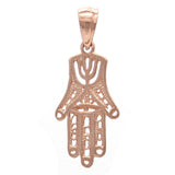 14k Rose Gold Solid Hand Of Fatima Hamsa Charm Pendant 1 gram - Rose