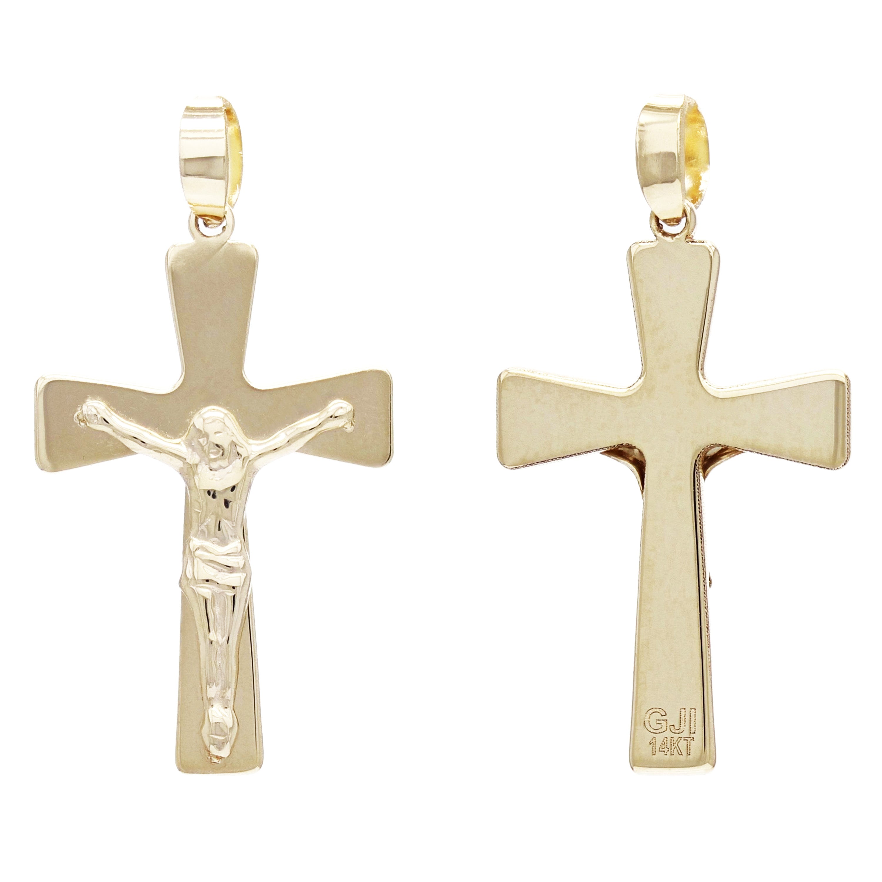 14k Yellow Gold Solid Flared Crucifix Cross Pendant 1.5 grams
