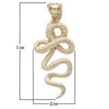 14k Yellow Gold Solid Detailed 3D Cobra Snake Charm Pendant 2" 14.2 grams - Yellow