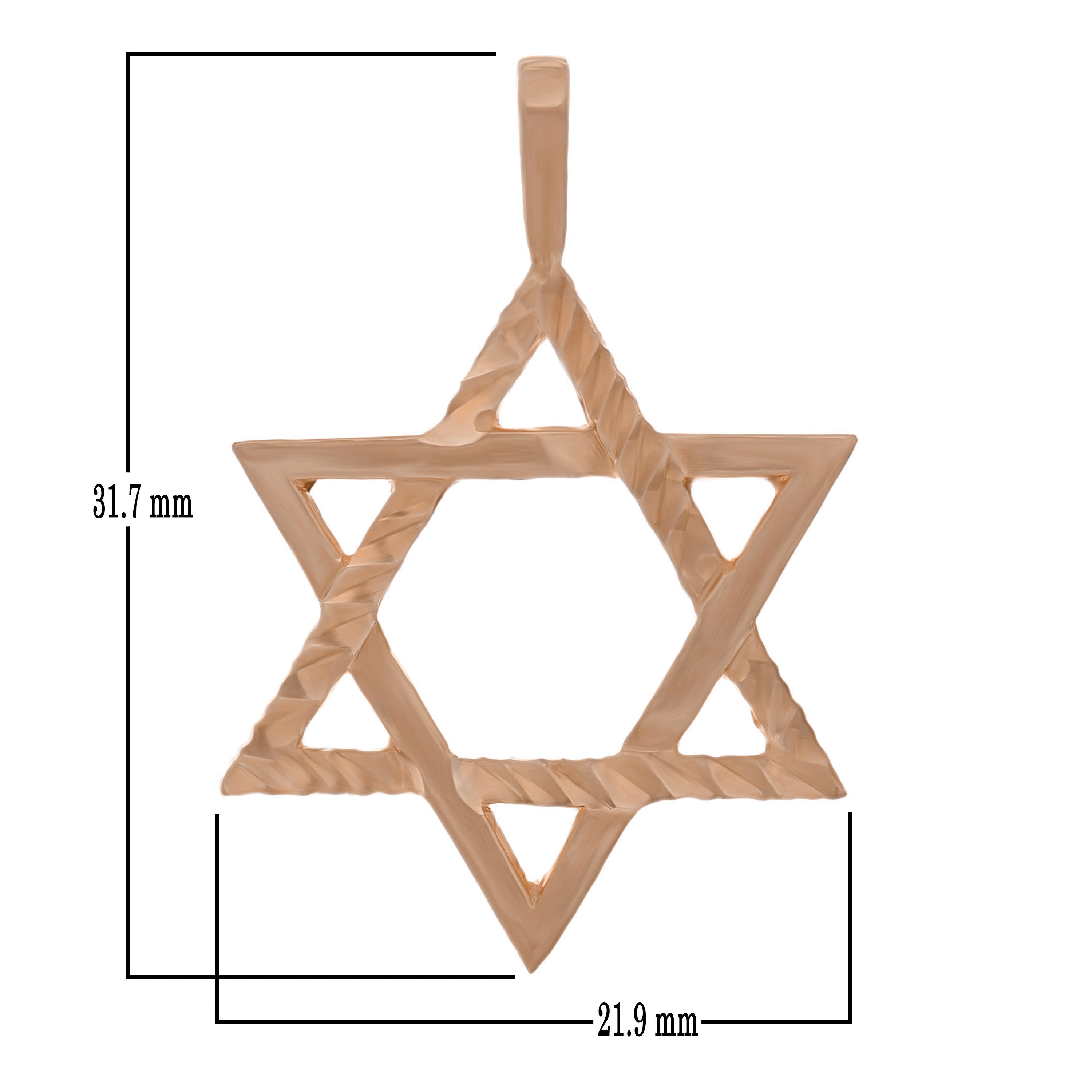 14k Rose Gold Diamond Cut Jewish Star of David Charm Pendant 3.3 grams - Rose