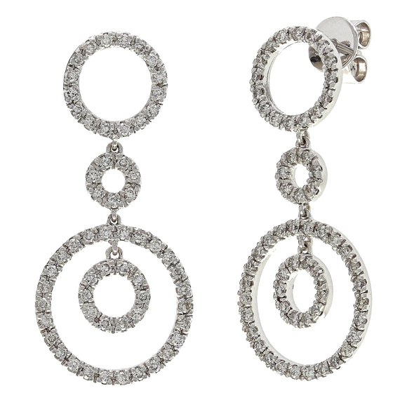 18k White Gold 1.18ctw Diamond Eternity Circle Dangle Earrings