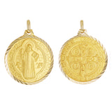 Italian 14k Yellow Gold Gold Saint Benedict Medal Charm Pendant 1.1" 3.9 grams - 1.1" 3.9 grams