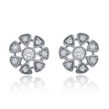 14k White Gold Flower Stud Earrings