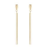 Italian 14k Yellow Gold Vertical Bar Dangle Drop Earrings 2" 2mm 2 grams - Bar Dangle 2"