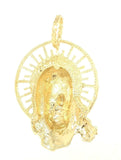 14k Yellow Gold Diamond Cut Jesus Christ Face Religious Charm Pendant 16.5 grams