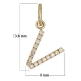 14k Yellow Gold Diamond Initial Letter V Charm Pendant - Letter V,Yellow