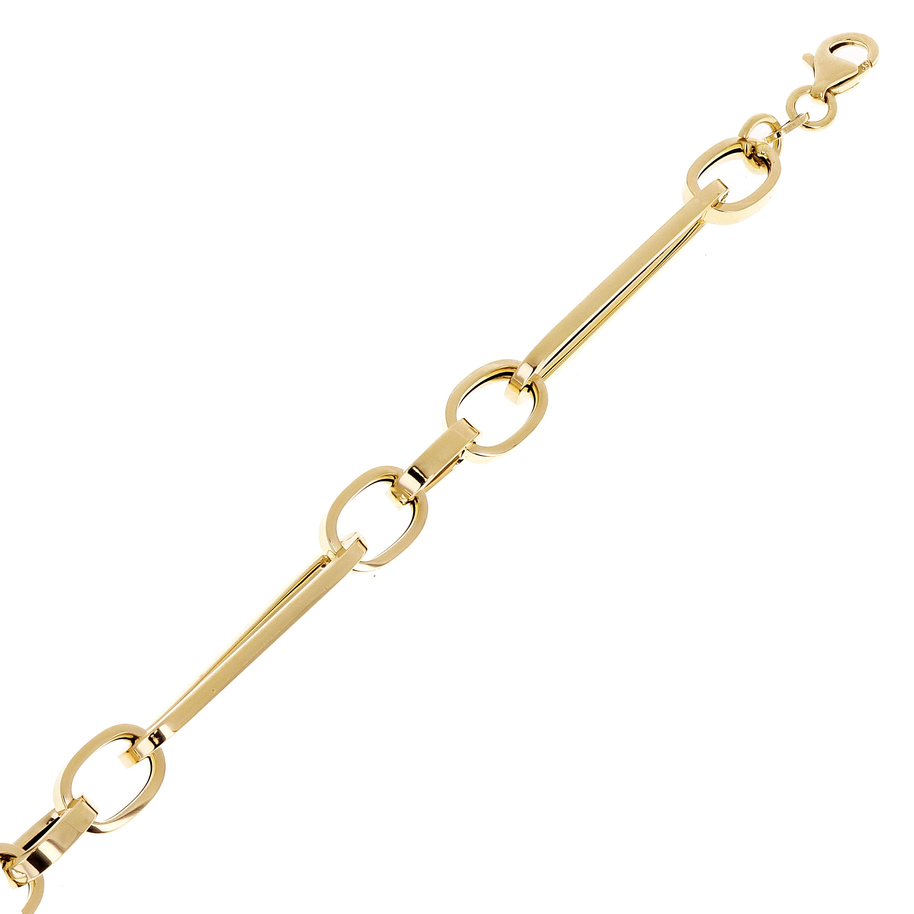 Italian 14k Yellow Gold Hollow Paper Clip Chain Bracelet  8" 6.5mm 4 grams