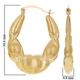 14k Yellow Gold Hollow U Shaped Fancy Dangle Open Loop Earrings 3.5g