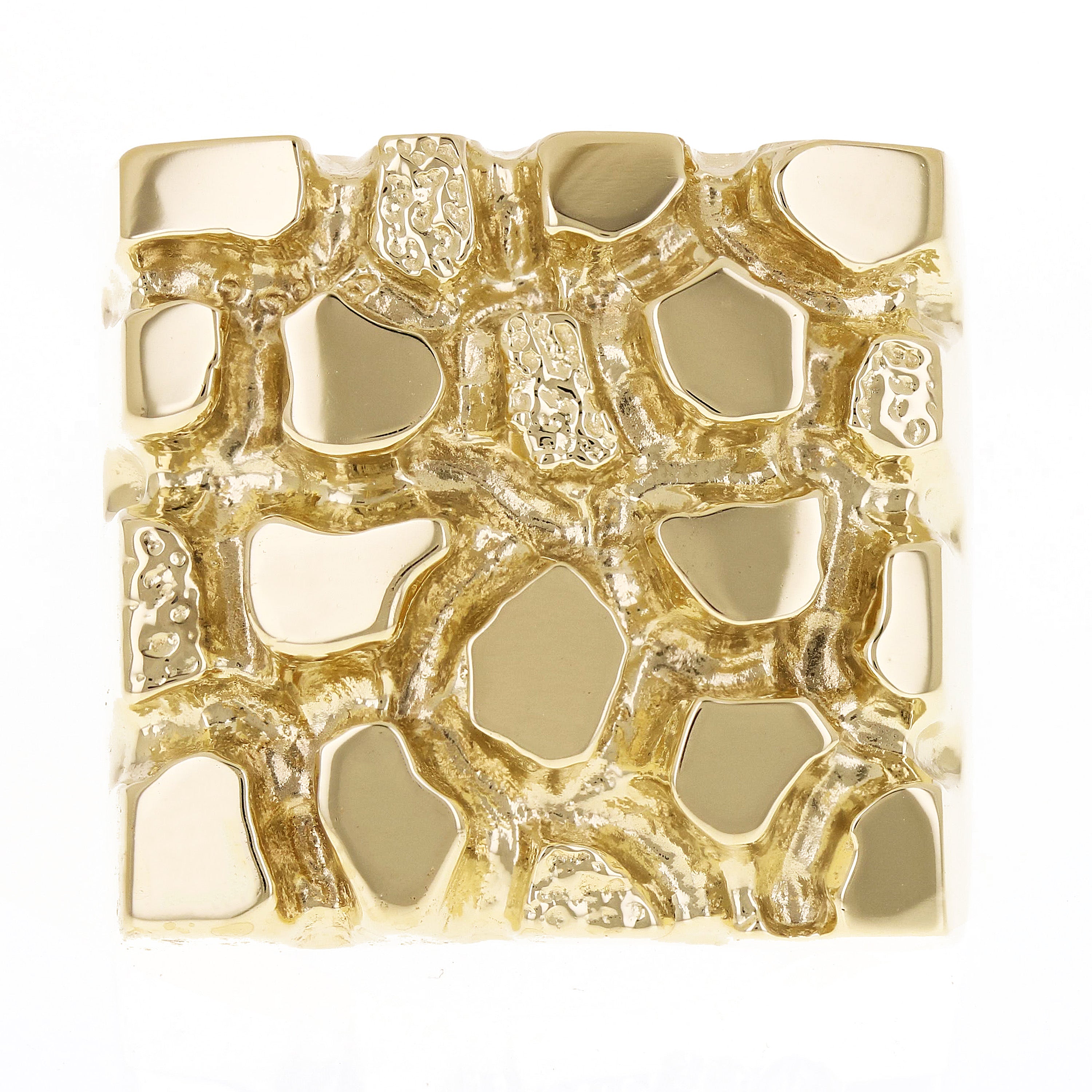 Men's 14k Yellow Gold Solid Square Nugget Ring Size 11 - 22mm 29.7 grams - Ring Size 11 29.7 grams