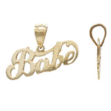 14k Yellow Gold Solid Babe Pendant Word Charm 1 gram - Yellow