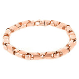 14k Rose Gold Solid Handmade Fashion Link Chain Bracelet 7" 6mm 25.5 grams - Rose,7"