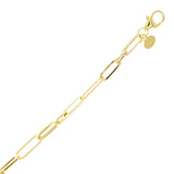 Italian 14k Yellow Gold Plain & Rope Paper Clip Link Bracelet 7.5" 3.6mm 2.2gram