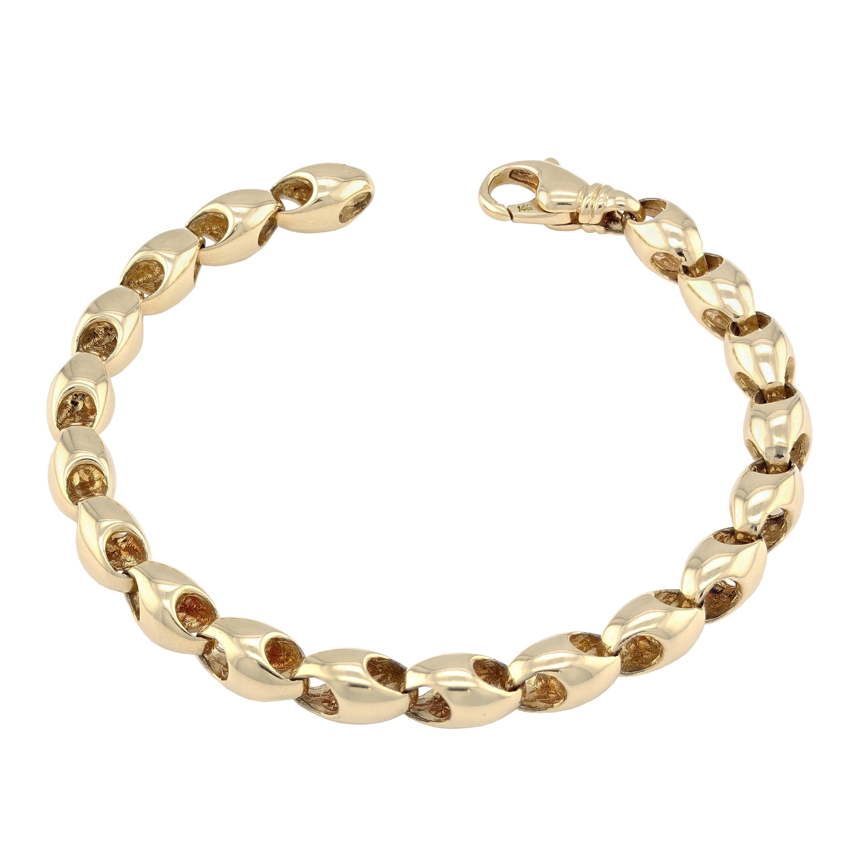 14k Yellow Gold Solid Handmade Fashion Link Bracelet 7" 7mm 28.2 grams - Yellow,7" 28.2 grams