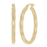 Italian 14k Yellow Gold Honeycomb Hollow Oval Hoop Earrings 1.3" 3mm 2.2 grams