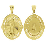 Italian 14k Yellow Gold 3D Double Sided Miraculous Mary Pendant 2.3" 9.7 grams