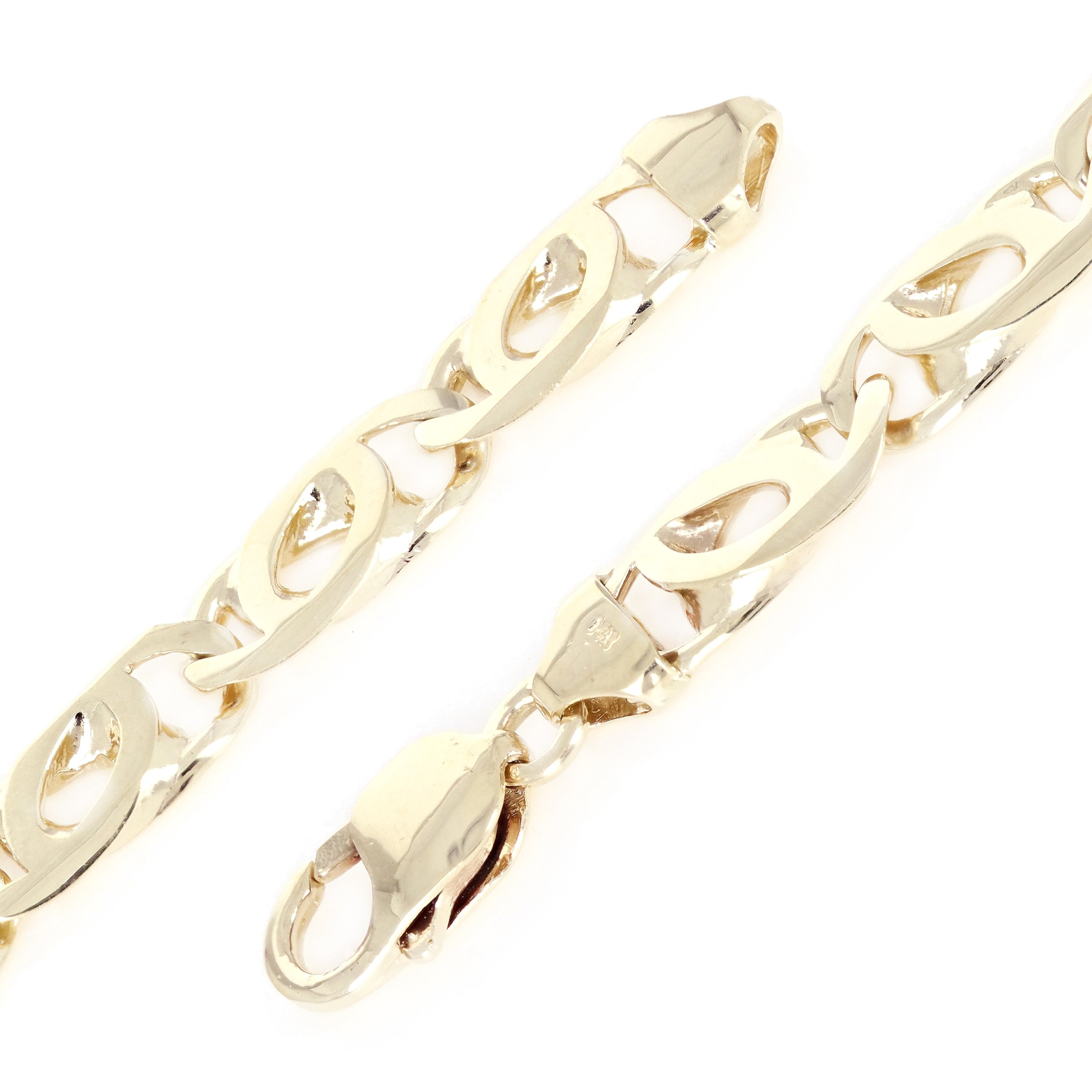 14k Yellow Gold Solid Handmade Fashion Link Chain Bracelet 8" 9mm 27.5 grams