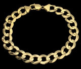 Men's 14k Solid Yellow Gold Flat Cuban Link Chain Bracelet 8.5" 11.5mm- 24 grams