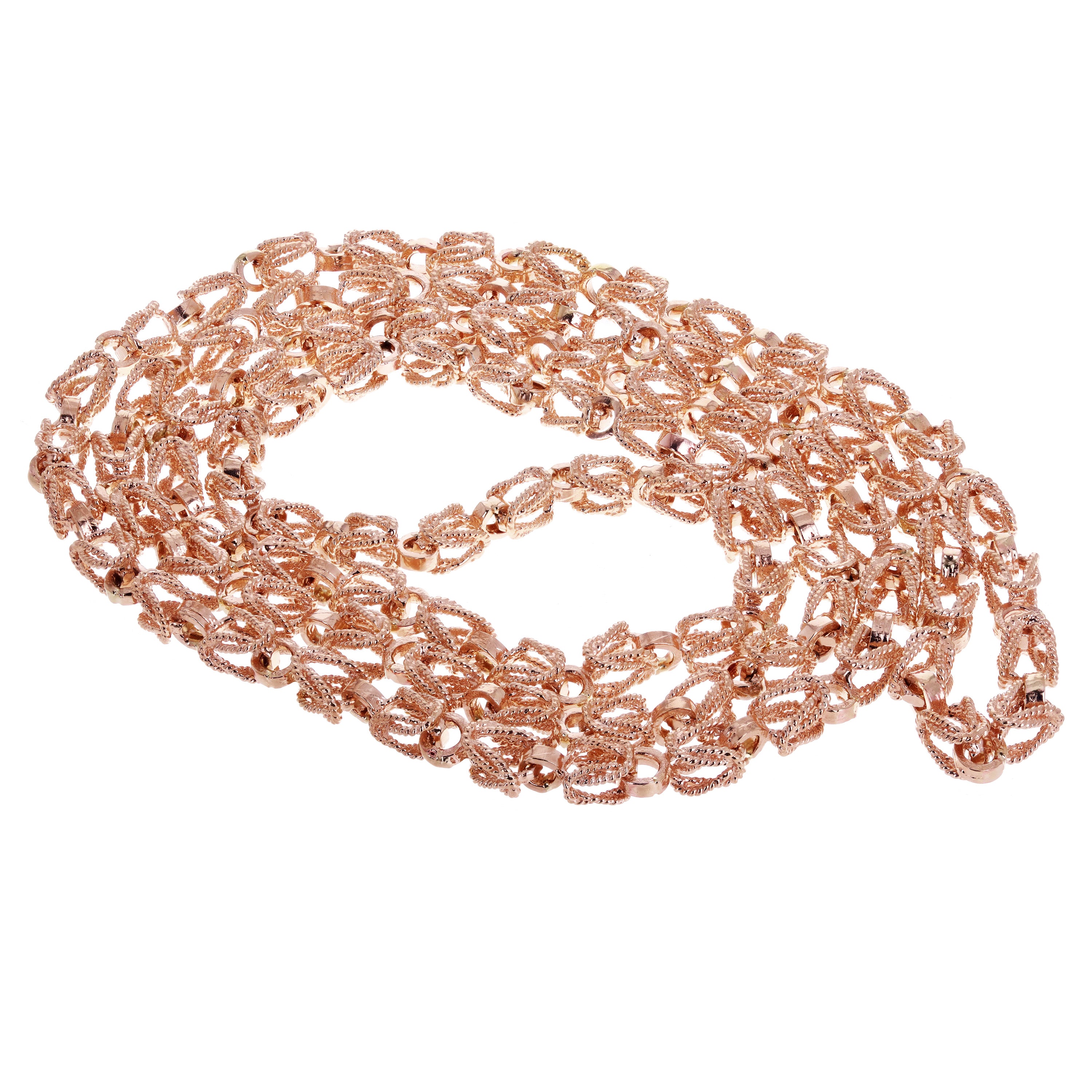 14k Rose Gold Handmade Link Turkish Necklace 24" 5mm 45 grams - Rose,24"