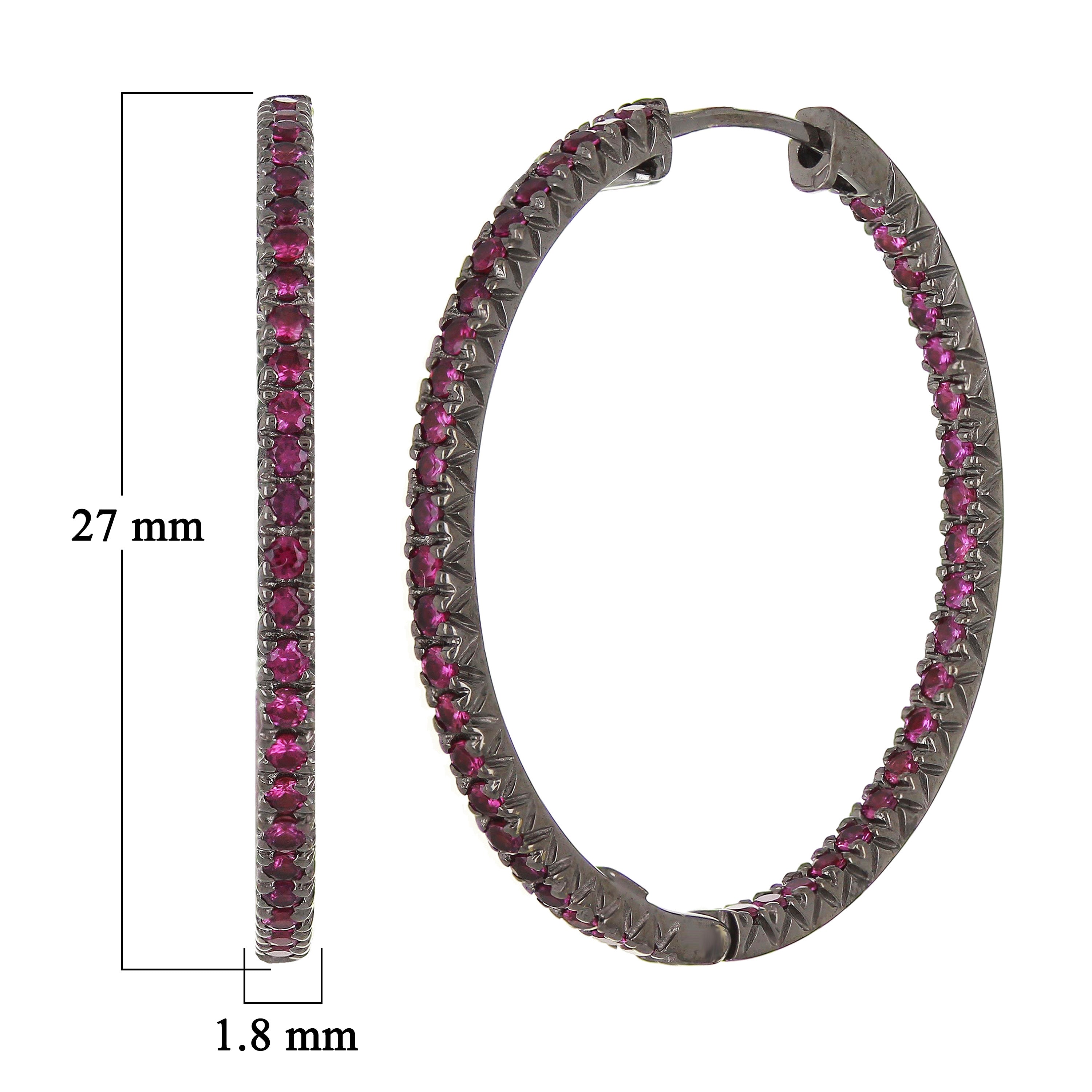 18k Black Gold Ruby Inside Out Hoop Earrings
