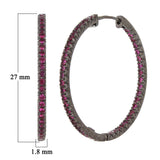 18k Black Gold Ruby Inside Out Hoop Earrings