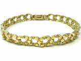 10k Yellow Gold Solid Horse Shoe Nugget Bracelet 8" 10.5mm 21 grams