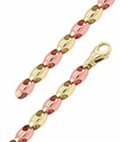 14k Yellow & Rose Gold Handmade Fashion Link Bracelet 8" 7mm 32.2 grams