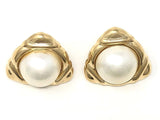 14k Yellow Gold Vintage Round Dome Mother of Pearl Stud Earrings 9.2 grams