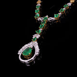 18k White & Yellow Gold 6.58ct Emerald & 6.74ct Yellow Diamond Necklace 17"