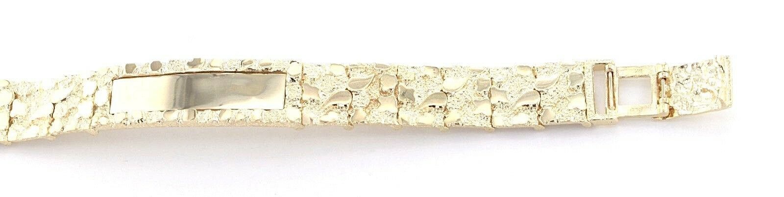 10k Yellow Gold Nugget ID Bracelet Adjustable 8" 15.8mm 36.8 grams