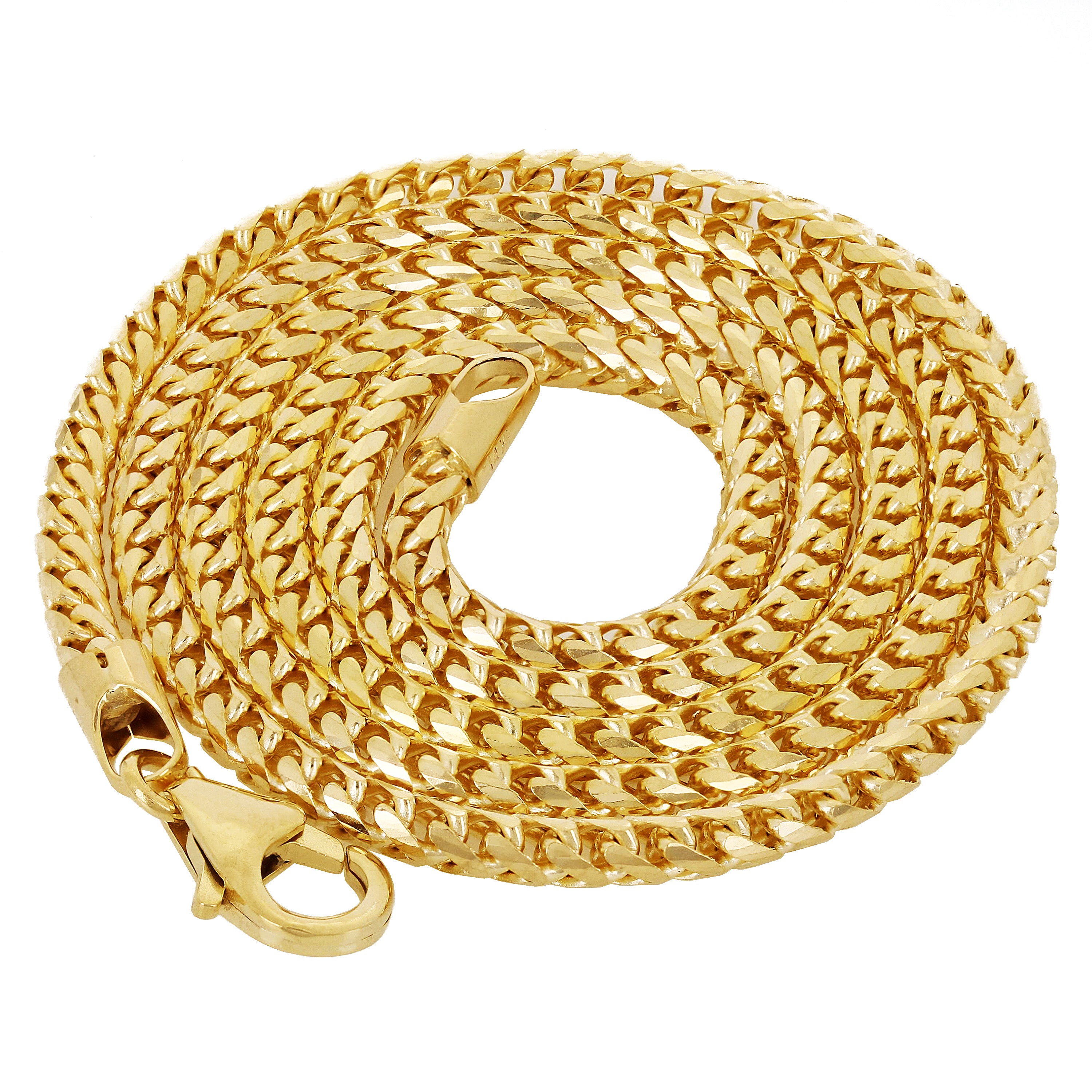 Italian 14k Yellow Gold Solid Diamond Cut Franco Chain Necklace 18" 2.5mm 17.3g - 18"