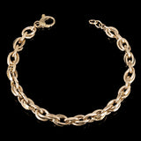 Italian 14k Yellow Gold Hollow Double Oval Links Bracelet 8" 7mm 7.6 grams